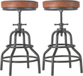 LOKKHAN Industrial Bar Stools-Swivel Leather Metal Bar Stool-20-27 Inch Tall by LOKKHAN