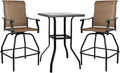 LEVELEVE Patio Bar Set 3pcs Swivel Bar Stools Outdoor Bistro Textilene by Enjoyyourlife