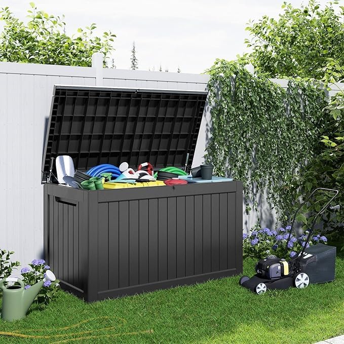 230 Gallon Resin Deck Box, Lockable Patio Outdoor Storage Box - Image 6