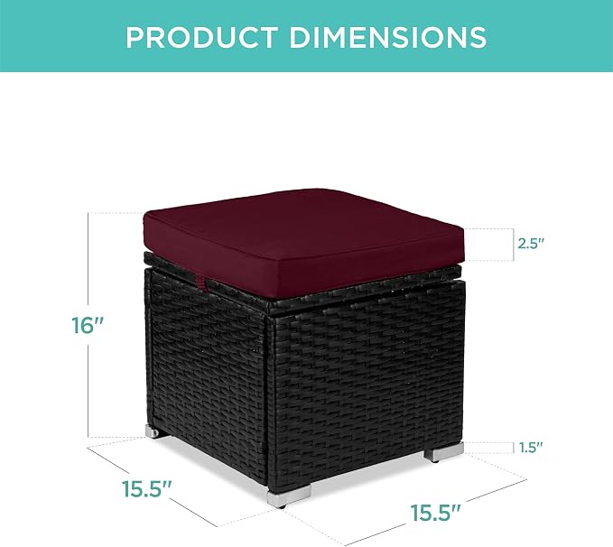 Best Choice Products Set of 2 Wicker Ottomans, Additional Seating, Side Table - Image 2