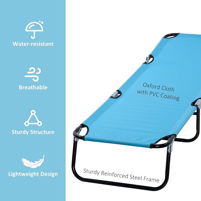 Outsunny Folding Chaise Lounge Pool Chairs, Outdoor Sun Tanning Chairs - Image 5