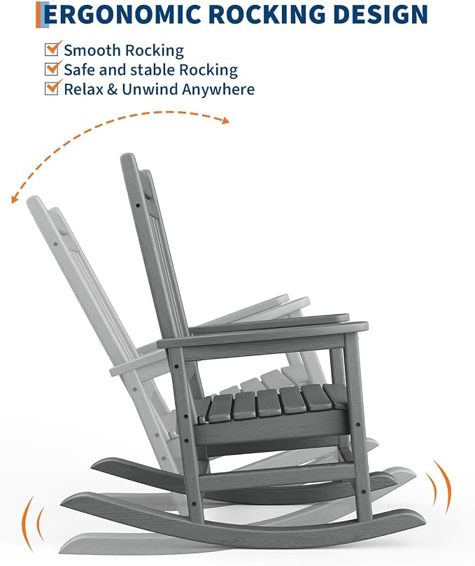 GarveeLife Poly Lumber Rocking Chair Outdoor Set of 2 - Image 4