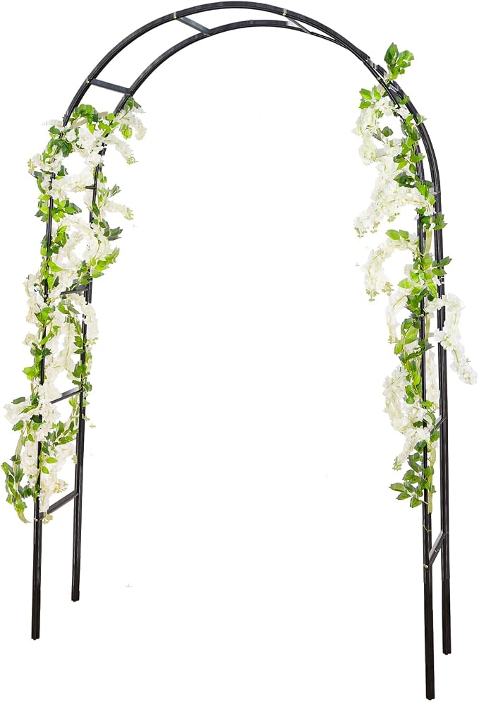 RUBFAC 94" Garden Arch Trellis for Climbing Plants Outdoor, Metal Arch Frame by RUBFAC