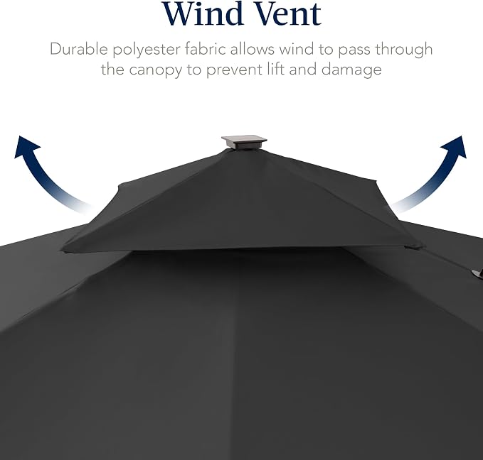 Best Choice Products 12x12ft LED Cantilever Patio Umbrella w/Base Included & - Image 7