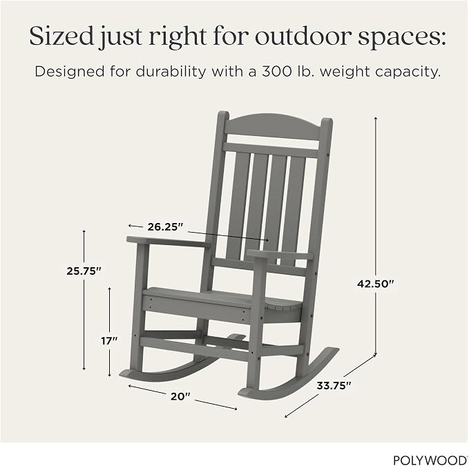 POLYWOOD Presidential Rocking Chair in Slate Grey - Image 2