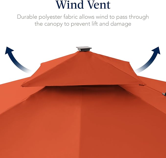 Best Choice Products 9x12ft LED Cantilever Patio Umbrella w/Base Included & - Image 7