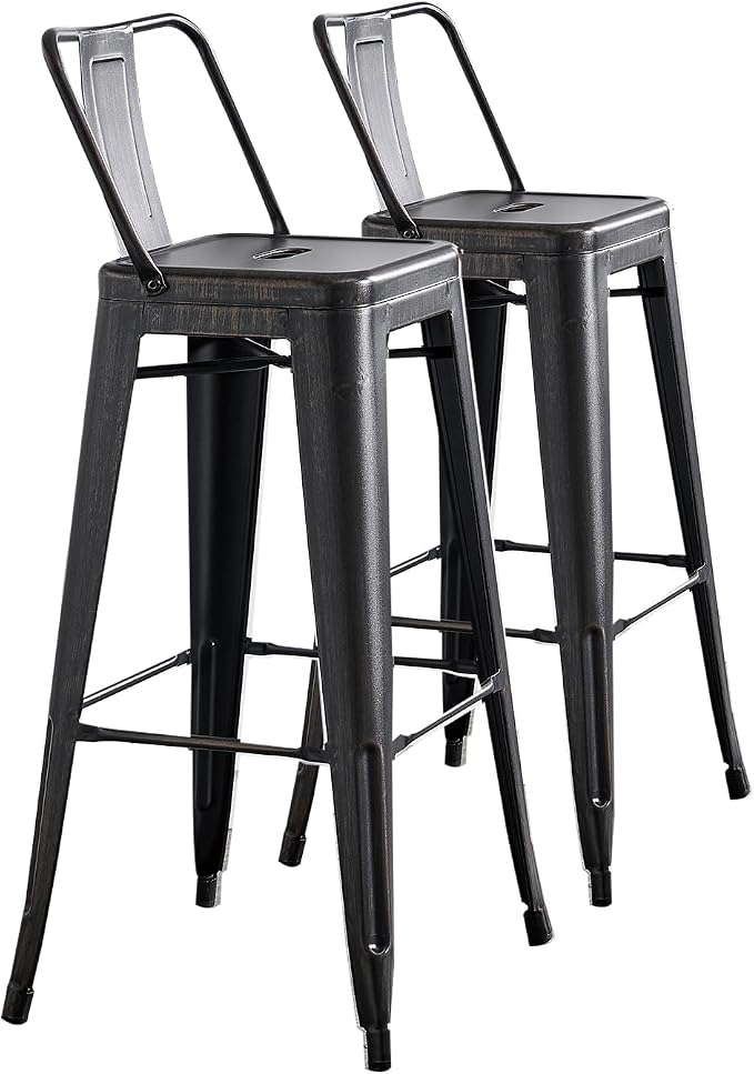 AC Pacific 30” Metal Barstool Set of 2 – Country Rustic Style by ACPacific
