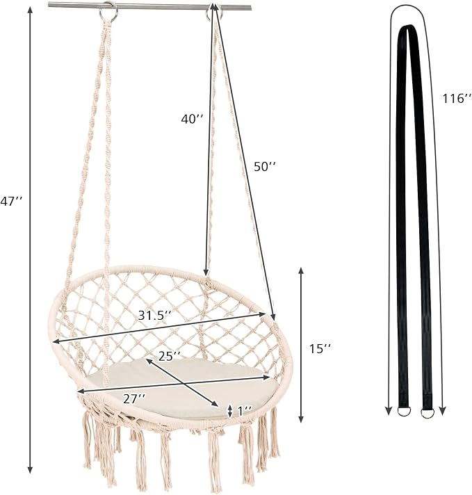 Giantex Hammock Chair Macrame Swing - Image 9