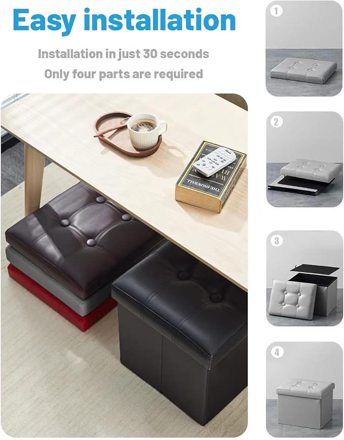 AmasSmile Storage Ottoman Folding Foot Rest Stool - Image 6
