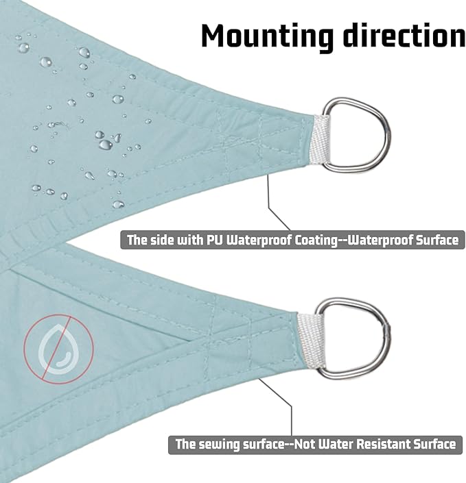 LOVE STORY Waterproof 10' x 10' Rectangle Sky Blue Sun Shade Sail Cannoy UV - Image 3