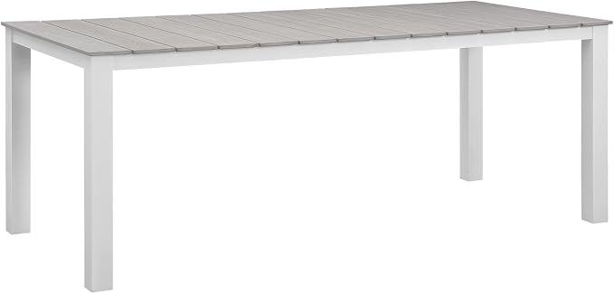 Modway EEI-1509-WHI-LGR Maine White Light Gray 80" Outdoor Patio Dining Table by Modway