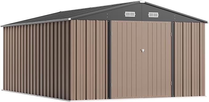 Greesum 10×14 FT Outdoor Storage Shed, Metal Storaged Sheds Without Floor by BuynowfromGreesum