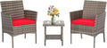 FDW 3 Piece Outdoor Furniture Set Patio Gray Wicker Chairs Furniture Bistro by FDW