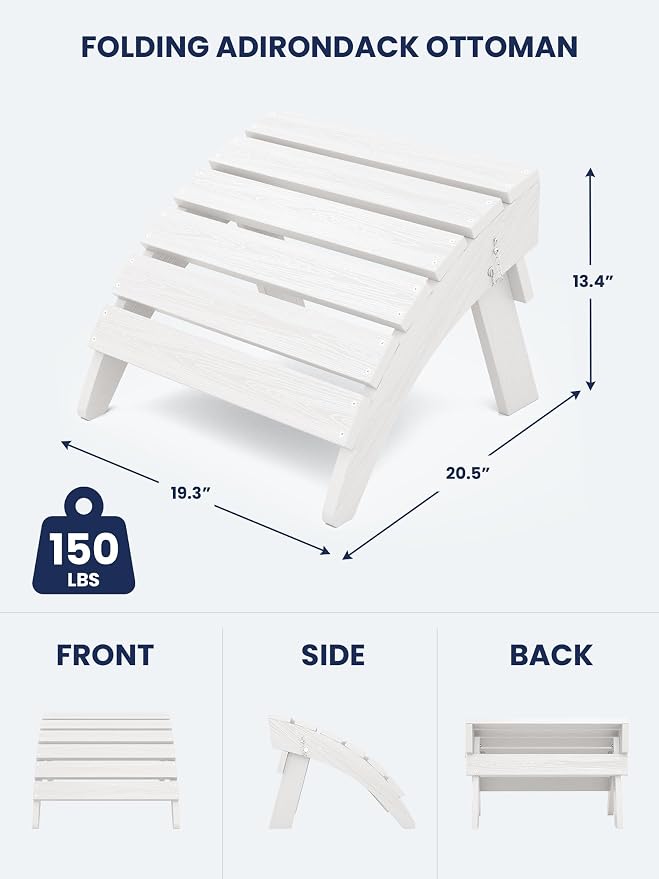 KINGYES Folding Adirondack Ottomans Set of 4 - Image 2