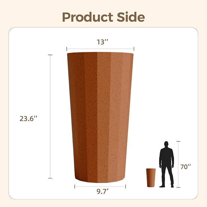 23.6" Tall Outdoor Planters Set of 2, Large Planters - Image 2
