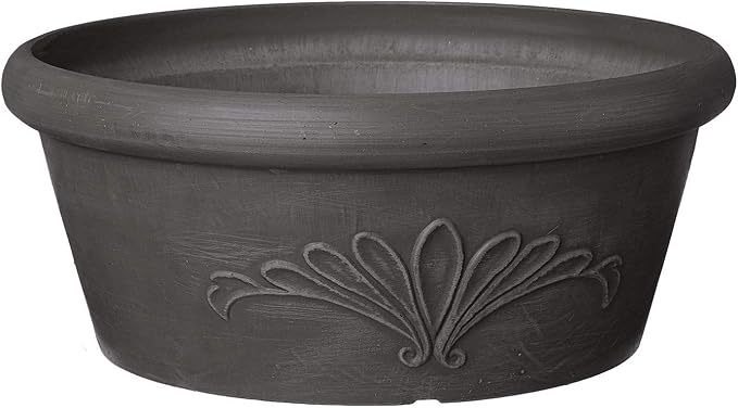 PSW Pot Collection TA30DC 12-inch Plastic/Stone/Wood Composite Bulb Pan Planter by PSW