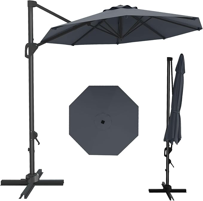 GarveeLife 10 ft Patio Umbrella Outdoor Large Cantilever Umbrella Market Sun - Image 2
