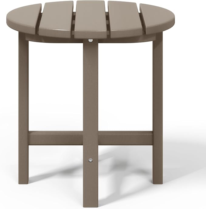 WestinTrends Dylan Adirondack Round Outdoor Side Table, Weathered Wood - Image 8