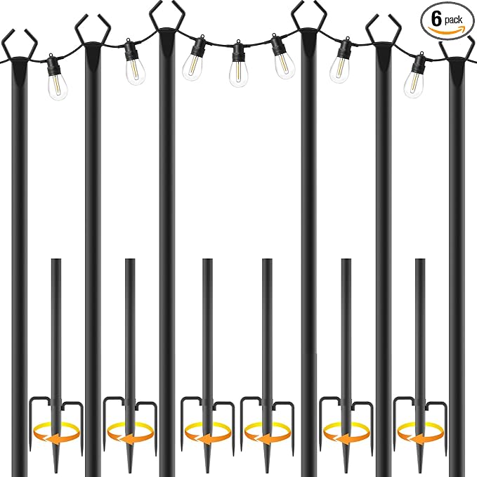 10Ft String Light Poles 6 Pack, Light Poles by AILBTON