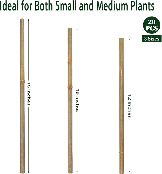 Plant Stakes, 18 Inches Natural Garden Bamboo Sticks, BOVITRO 20Pcs Plant - Image 6