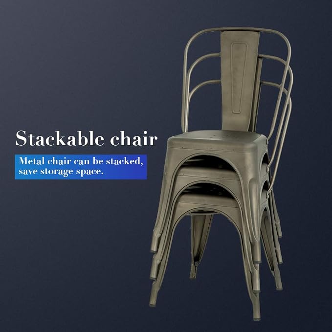 FDW Metal Chair Dining Chair Set of 4 Patio Chair Home Kitchen Chair 18 Inch - Image 6