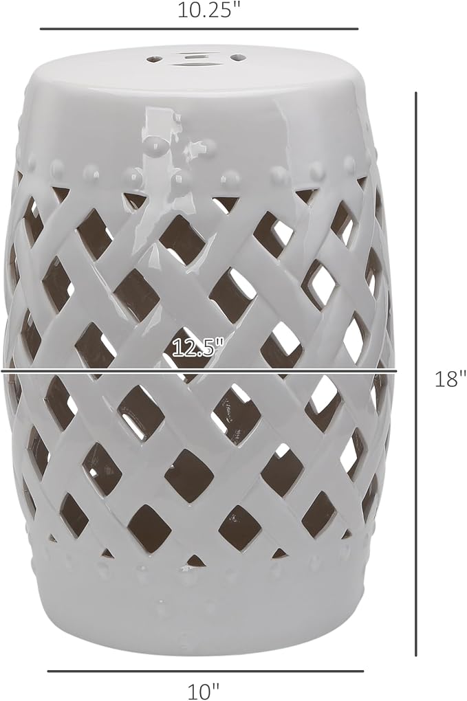 Outsunny 13" x 18" Ceramic Garden Stool - Image 3