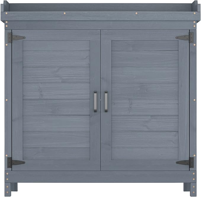 Outdoor Garden Patio Wooden Storage Cabinet Furniture Waterproof Tool Shed - Image 6