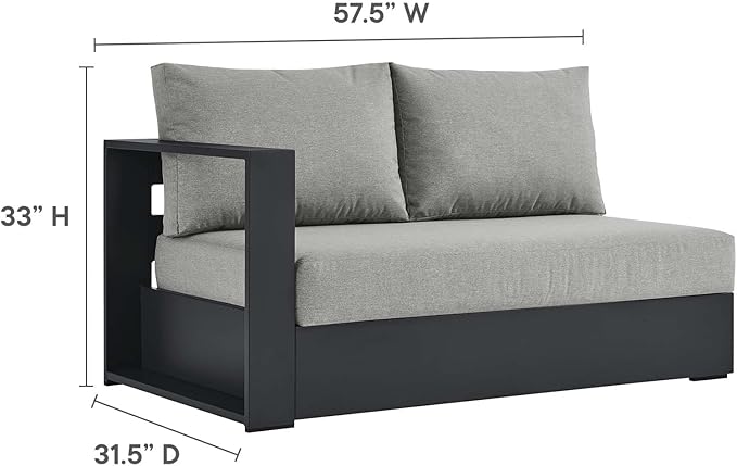 Modway Tahoe Aluminum Modular Left-Facing Outdoor Patio Loveseat Gray - Image 2