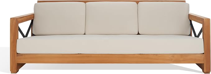 SAFAVIEH Couture Outdoor Patio Furniture Collection – Curacao 3-Seat Patio Sofa by SAFAVIEH