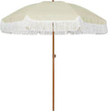 AMMSUN 7ft Patio Umbrella with Fringe Outdoor Tassel Umbrella UPF50+ Premium by AMMSUN