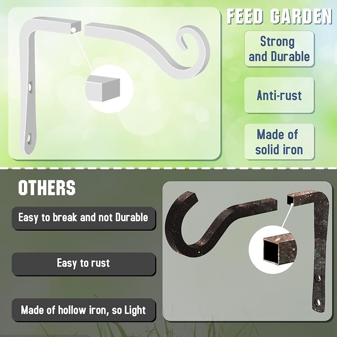 FEED GARDEN Hand-Forged Hanging Plant Bracket Iron Wall Hook - Image 4