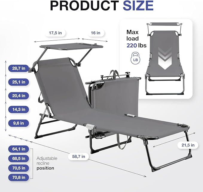 Folding Outdoor Lounge Chair - Image 2