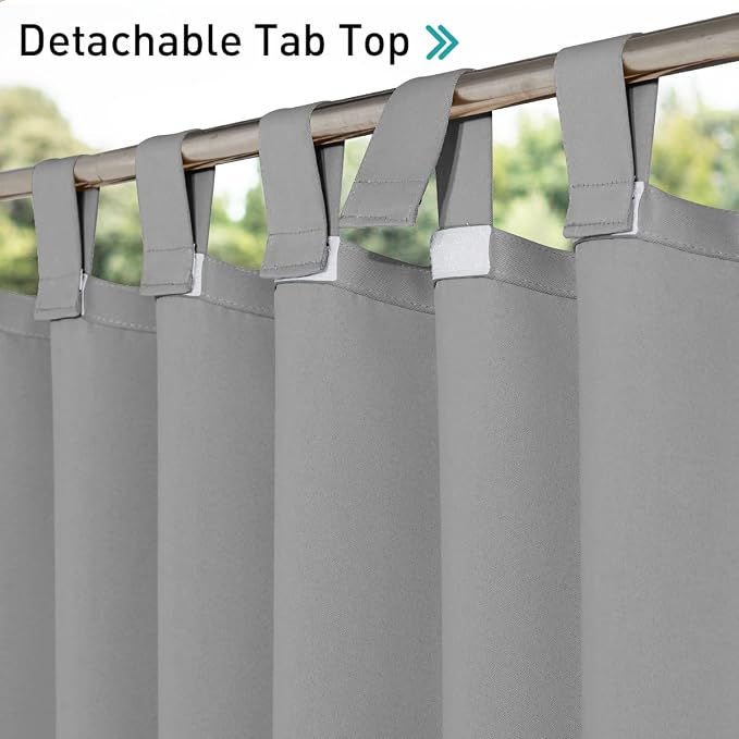 NICETOWN Outdoor Curtain for Patio Waterproof 95 inch Length, Sticky Tab Top - Image 3