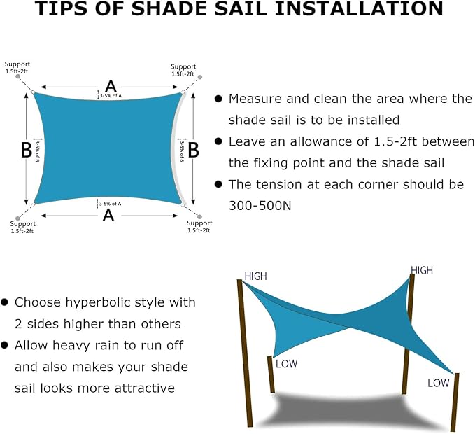 KANAGAWA 22'X24' Turquoise Mix Custom Size Sun Shade Sail Rectangle UV Block - Image 6