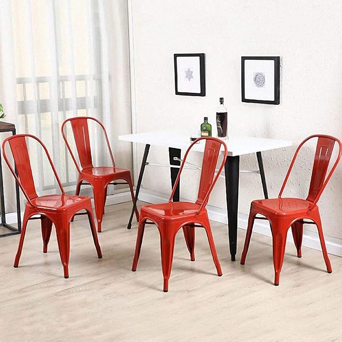 FDW Metal Dining Chairs Set of 4 Indoor Outdoor Chairs Patio Chairs Kitchen - Image 7
