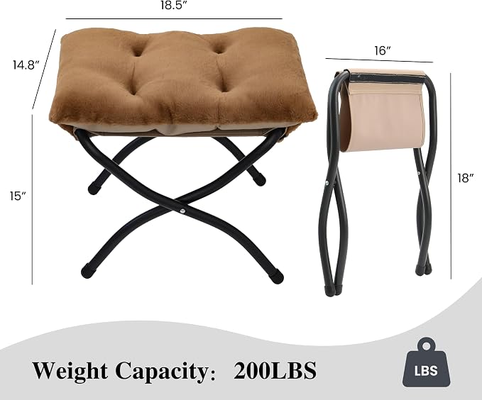 15" Folding Ottoman, Foldable Footrest Stool, Portable Small Foot Stool - Image 3
