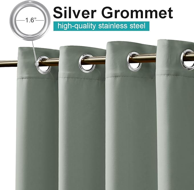 NICETOWN Sage Green Blackout Outdoor Curtains - Image 2