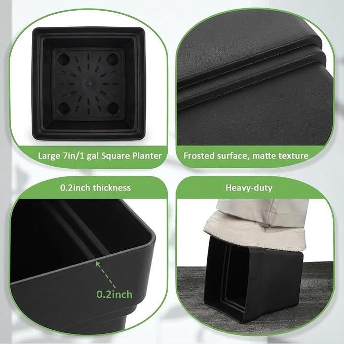6-Pack 7'' Square Planters - Image 4