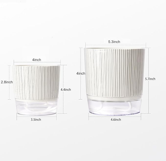 Self Watering Pots for Indoor Plants, 5 & 4 Inch Stylish Flower Pots - Image 2
