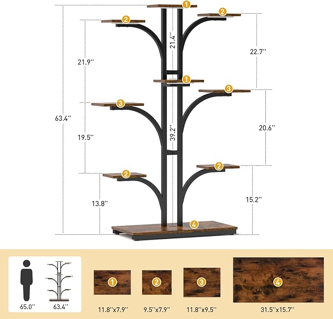 ikkle Plant Stand Indoor with Grow Lights, 9 Tiered Corner Plant Shelves - Image 2