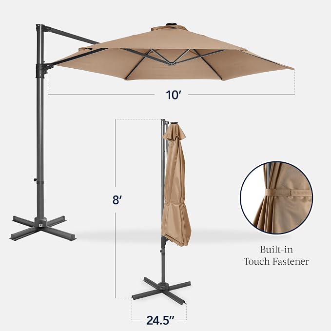 Best Choice Products 10ft Offset Cantilever Hanging Market Patio Umbrella - Image 2