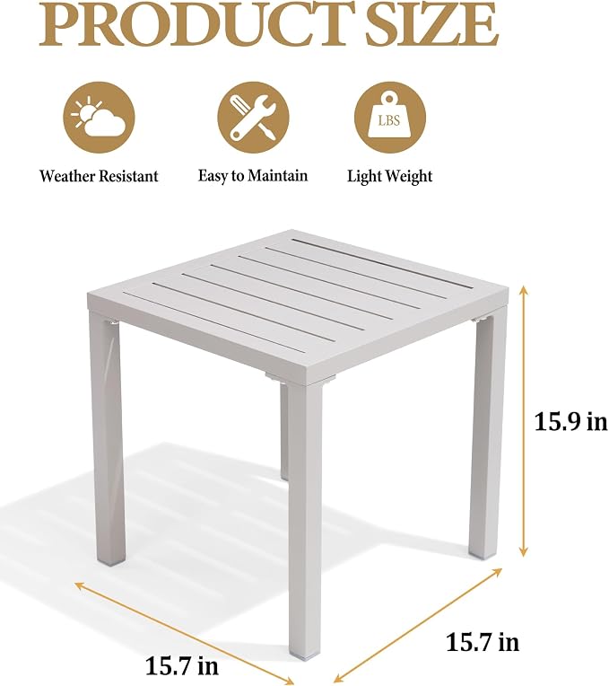 Crestlive Products Aluminum Outdoor Side Table, Pool Lounge Chair Side Table - Image 3