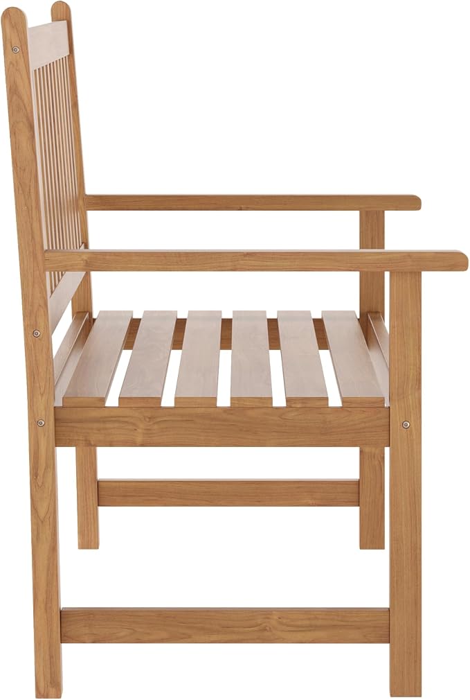 Flash Furniture Adele Commercial Indoor/Outdoor Acacia Wood Bench, 2-Person - Image 7