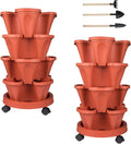 DUNCHATY Stackable Planters 4 Tier Vertical Garden Planting Tower Planters by DUNCHATY