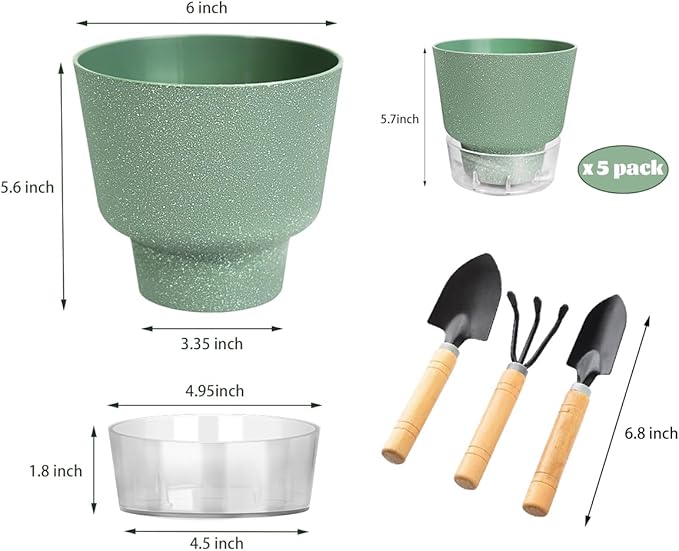 Plant Pots - 6" Orchid Pot, 5 Pack Orchid Pots - Self Watering Pots - Image 2