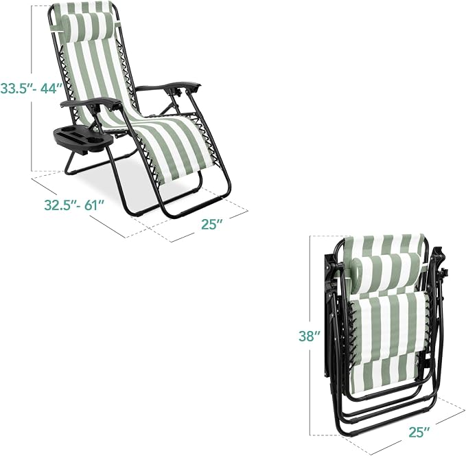Best Choice Products Set of 2 Adjustable Steel Mesh Zero Gravity Lounge Chair - Image 2