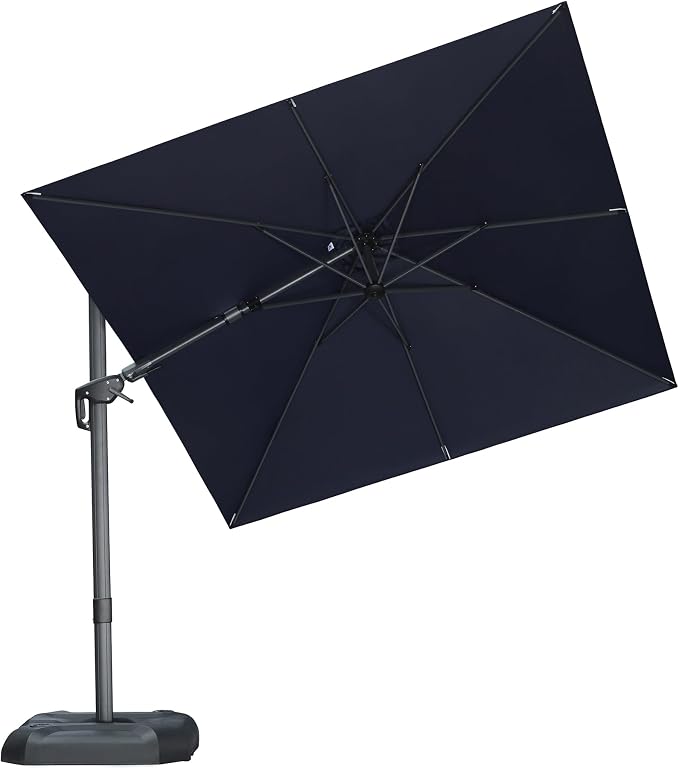PURPLE LEAF 8' X 8' Left-right Tilting Patio Umbrella Outdoor Cantilever Swivel by PURPLELEAF