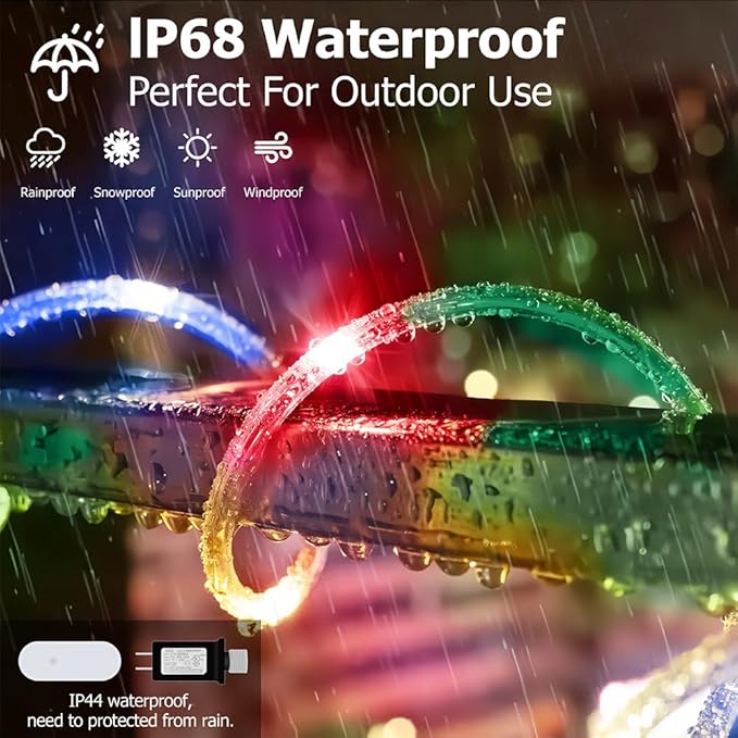 100ft Outdoor Rope Light, IP68 Waterproof 25 Color Changing String Lights - Image 6