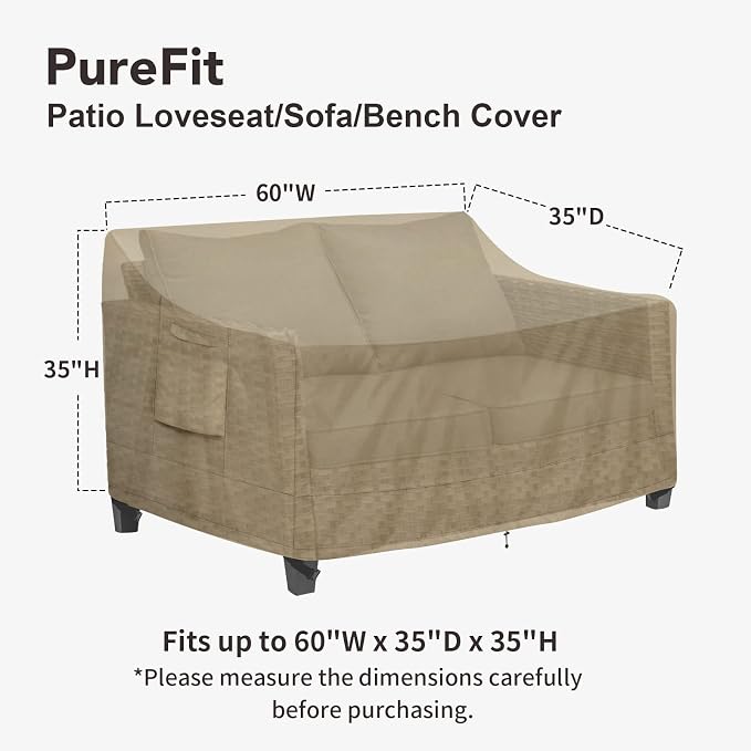 PureFit Outdoor Couch Cover Waterproof Patio Sofa Furniture Covers, 2-Seater - Image 2