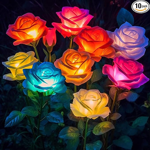 10 Pack Solar Flowers Lights Outdoor Waterproof by BOMIERMakeYourHomeBetter